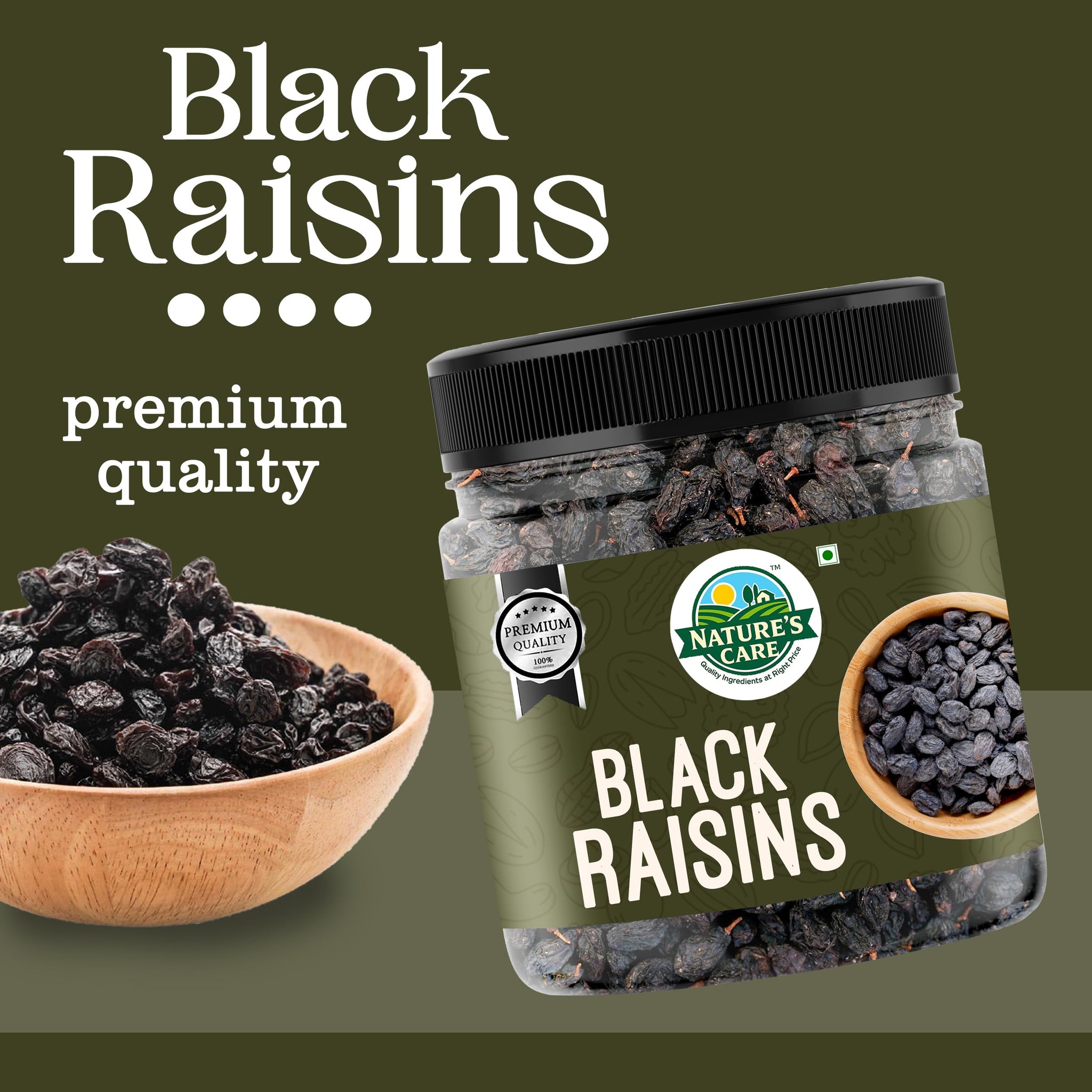 P4 International Black Raisins, Dried Grapes for Snacking, Cooking & Baking, Multiple Sizes Available (250g-900g) - back view