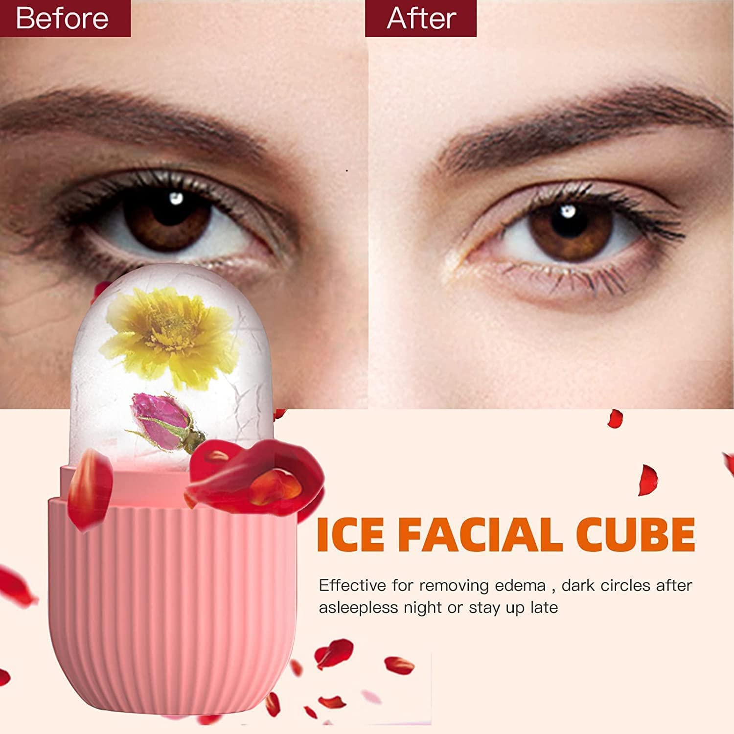 Pam Herbals Silicone Ice Facial Cube Roller, Cordless Face and Neck Massager with Ice Mould - back view