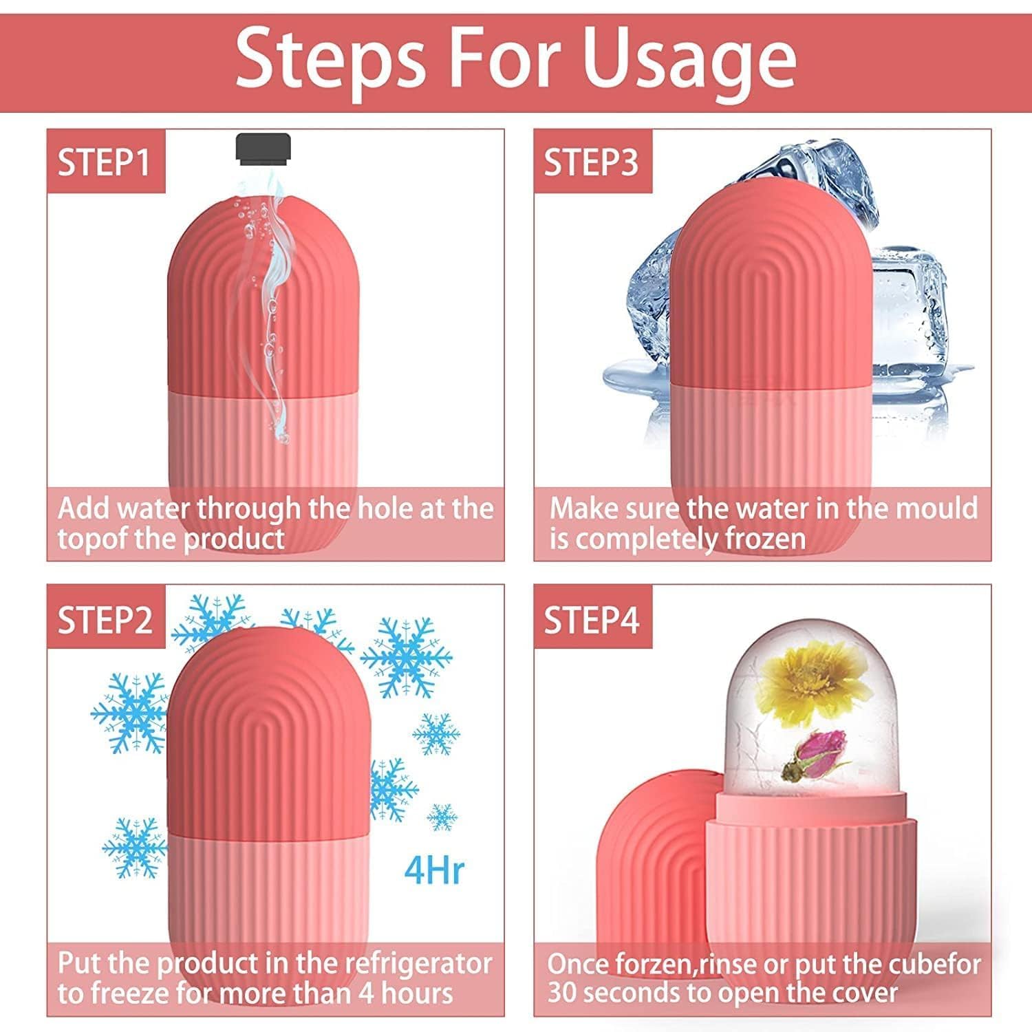 Pam Herbals Silicone Ice Facial Cube Roller, Cordless Face and Neck Massager with Ice Mould - ingredients panel