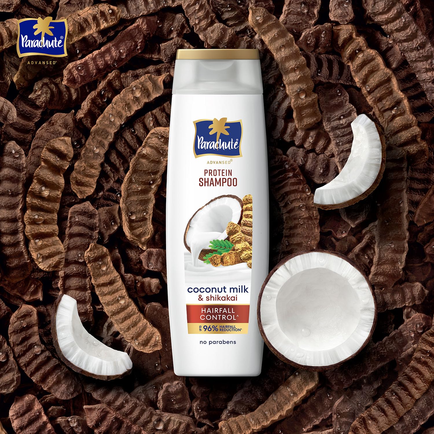 Parachute Advansed Protein Shampoo with Coconut Milk & Shikakai | Up to 96% Hair Fall Reduction & up to 23X Hair Fall Control