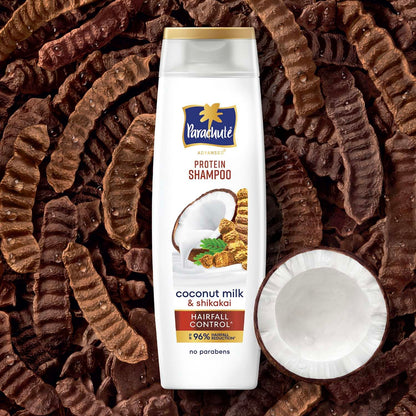 Parachute Advansed Protein Shampoo with Coconut Milk & Shikakai | Up to 96% Hair Fall Reduction & up to 23X Hair Fall Control