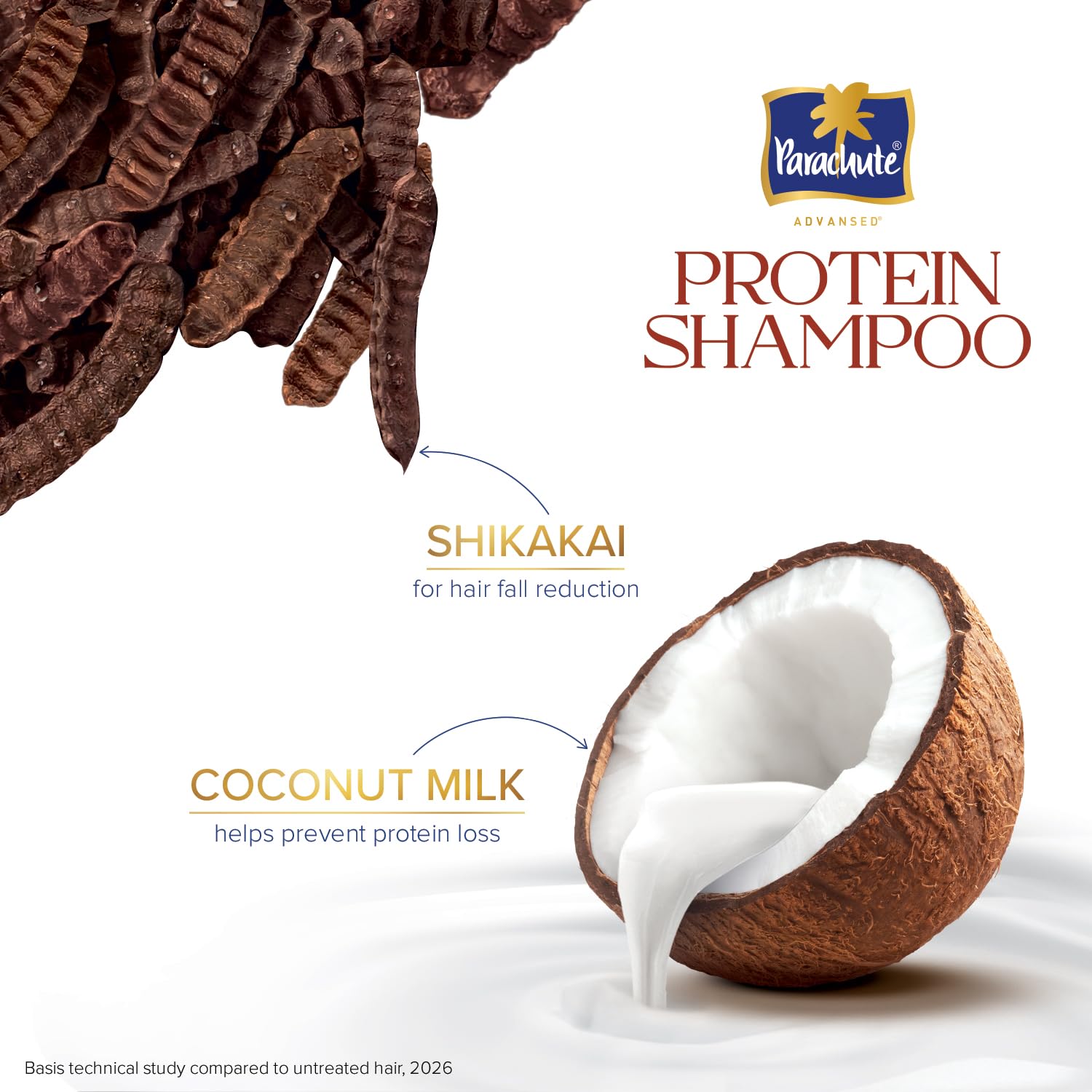 Parachute Advansed Protein Shampoo with Coconut Milk & Shikakai | Up to 96% Hair Fall Reduction & up to 23X Hair Fall Control