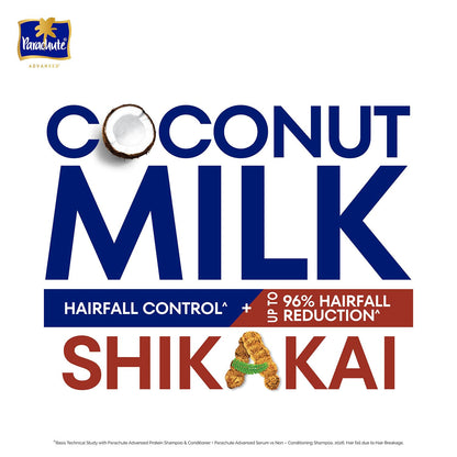 Parachute Advansed Protein Shampoo with Coconut Milk & Shikakai | Up to 96% Hair Fall Reduction & up to 23X Hair Fall Control