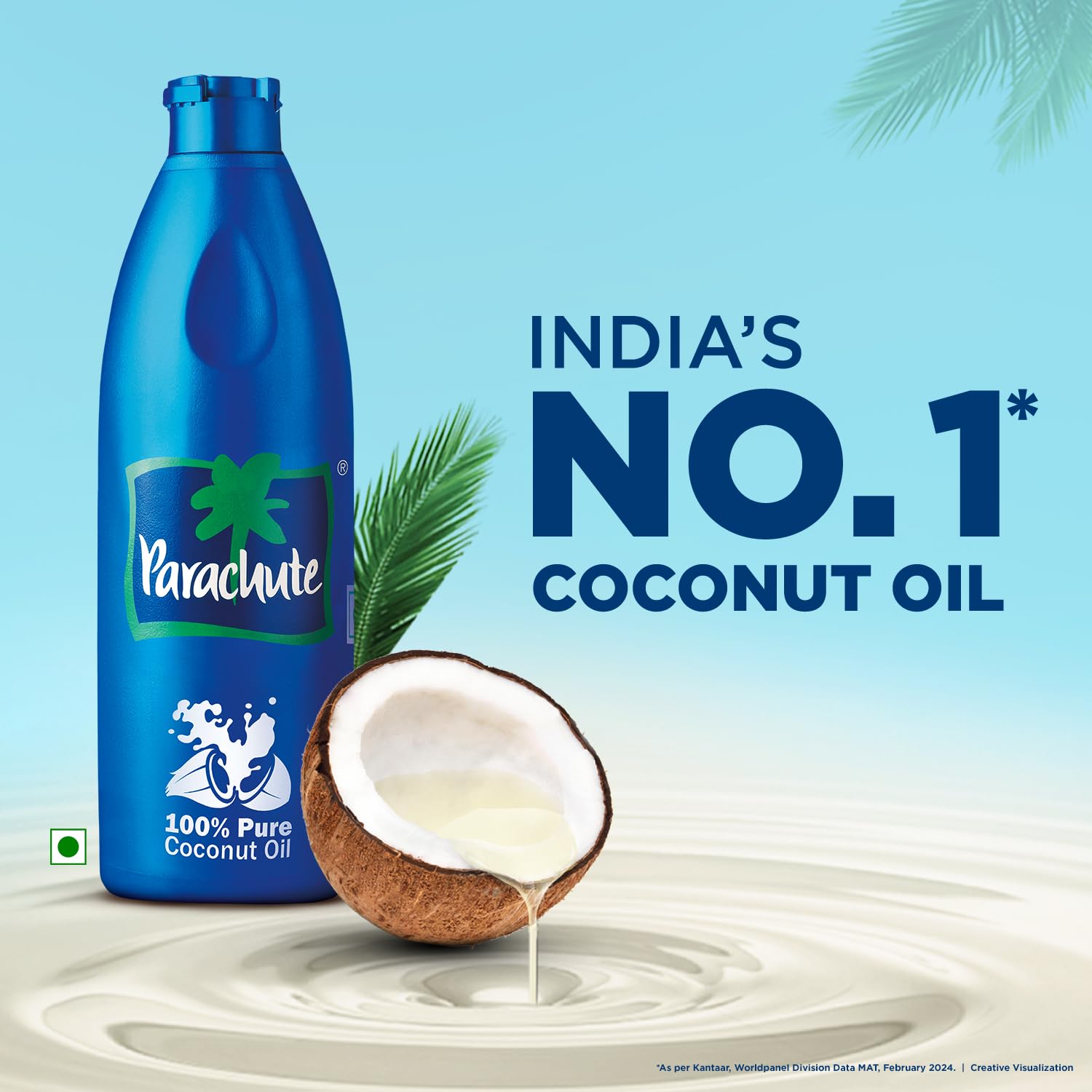 Parachute Coconut Oil, 300ml Bottle, Natural Nutty Fragrance, Edible & Hair Oil - back view