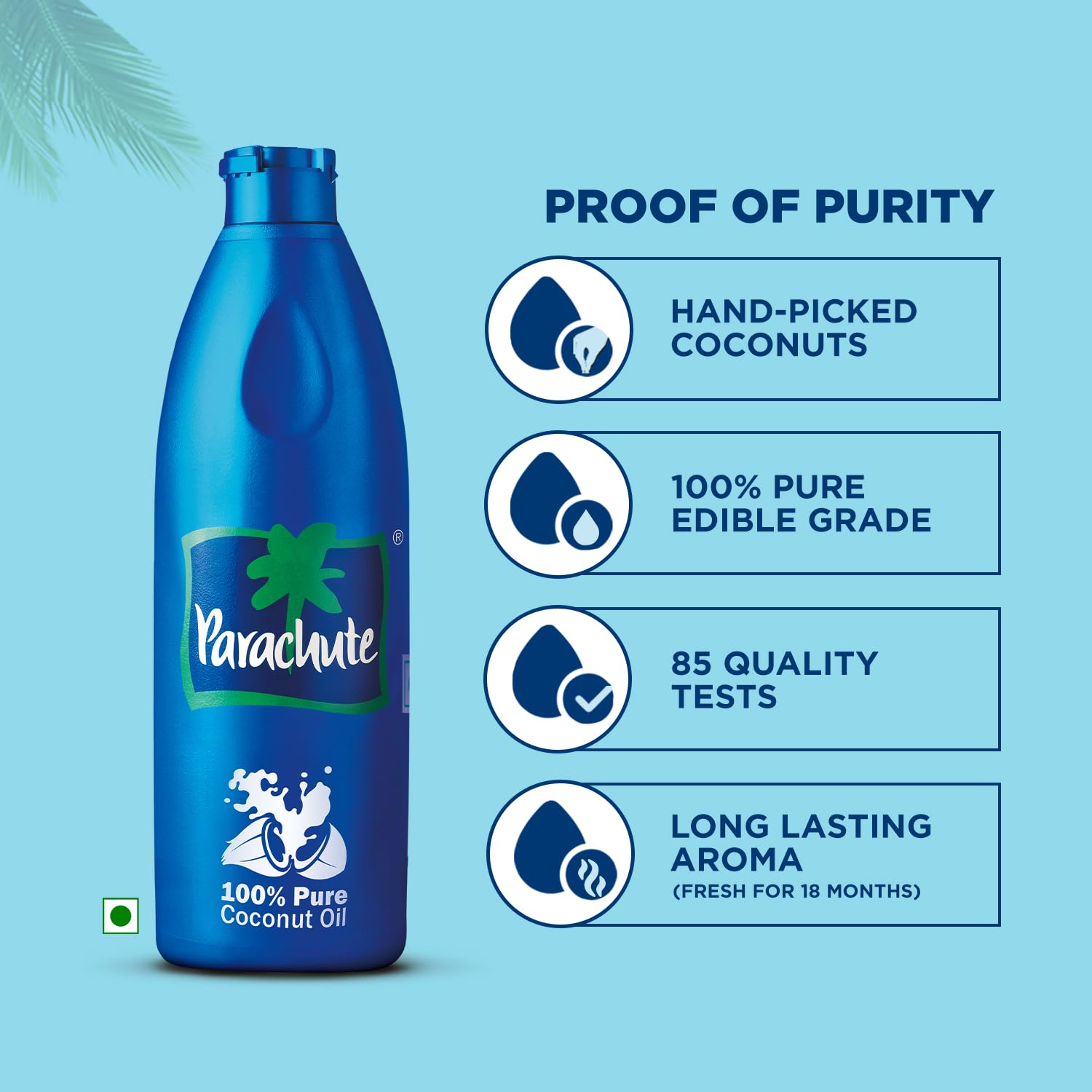 Parachute Coconut Oil, 300ml Bottle, Natural Nutty Fragrance, Edible & Hair Oil - ingredients panel