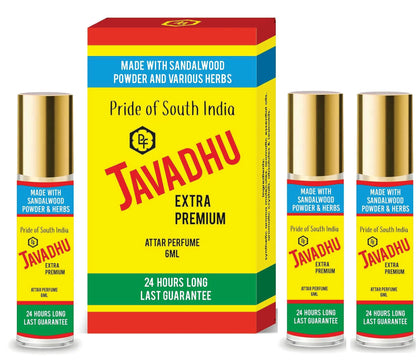 Parag Fragrances Golden Javadhu Attar, 18ml (3x6ml), Sandalwood Turmeric Blend