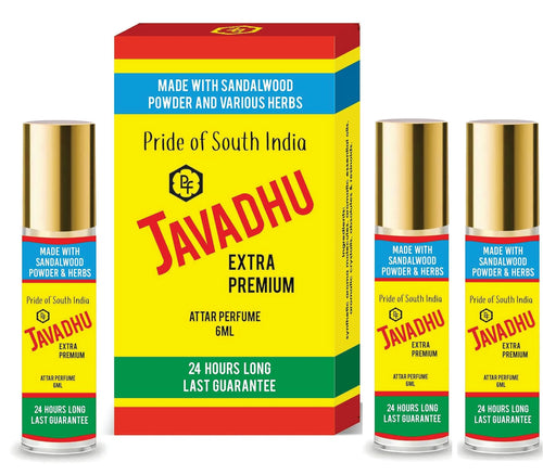 Parag Fragrances Golden Javadhu Attar, 18ml (3x6ml), Sandalwood Turmeric Blend