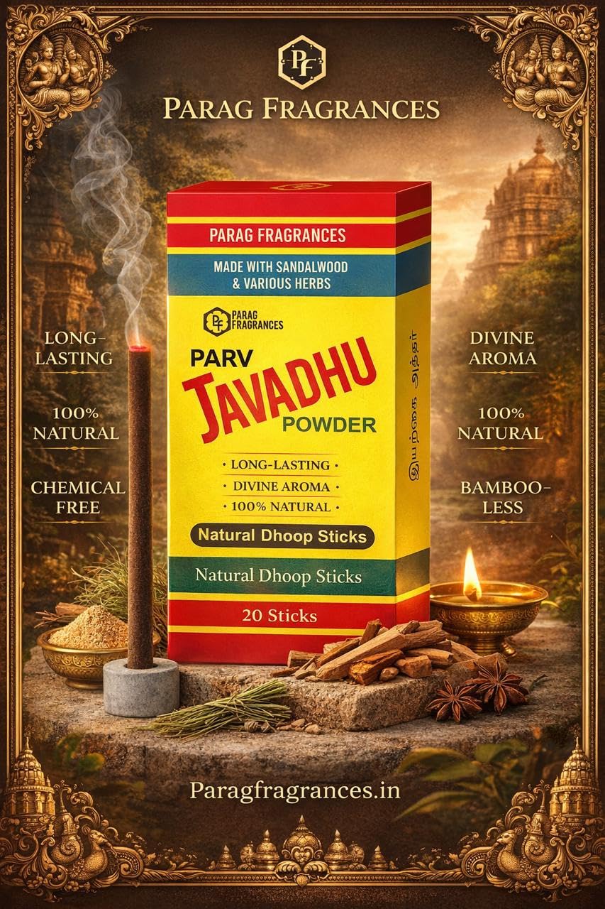 Parag Fragrances Jasmine Dhoop Sticks, 20 Count, 100g Pack, Charcoal-Free Natural Incense, Traditional Javadhu - ingredients 