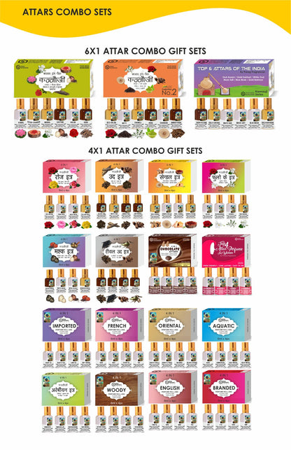 Parag Fragrances Kannauji Attar Set, 100g, Natural Liquid Fragrance, Unisex Adult, 6-in-1 Collection - front view (11)