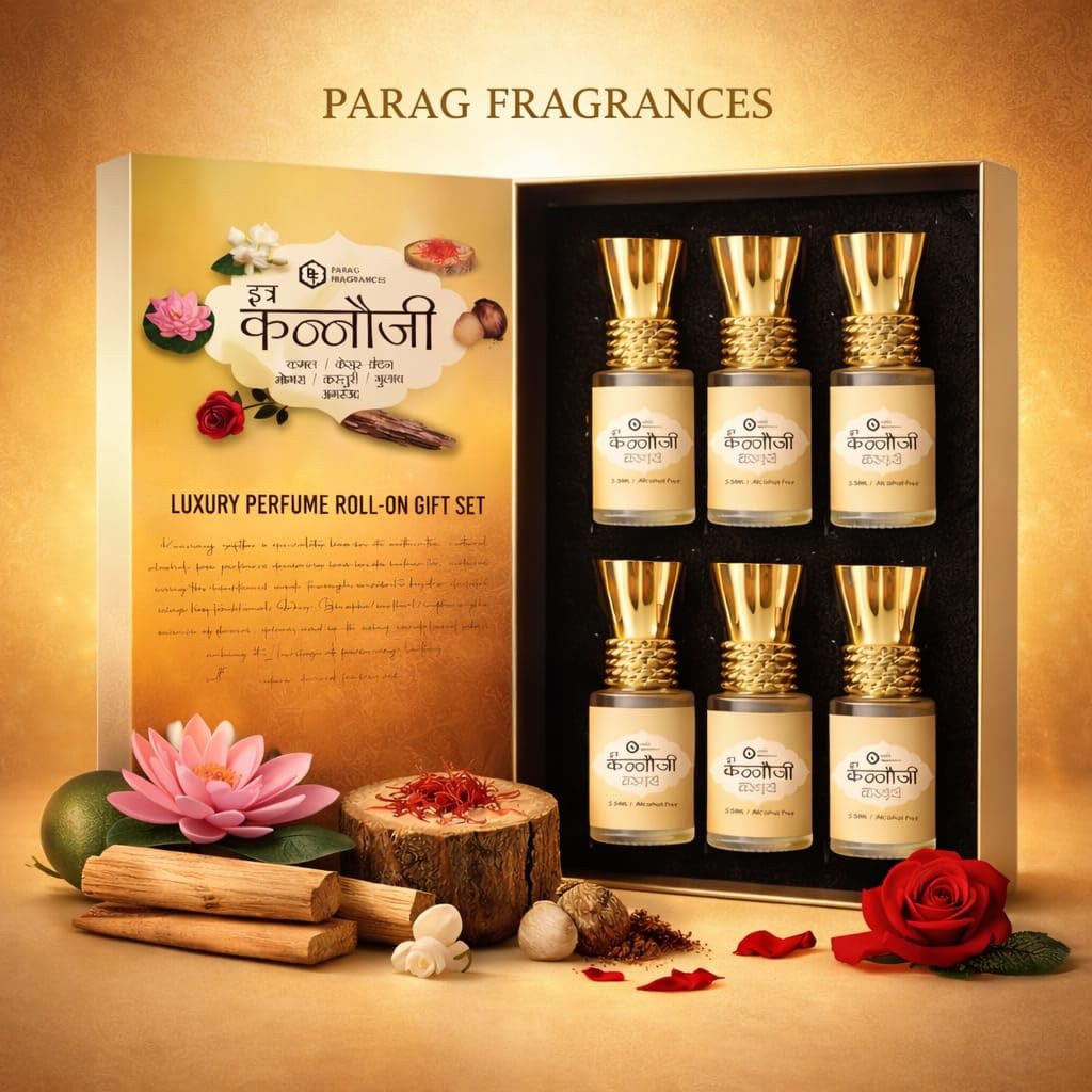 Parag Fragrances Kannauji Attar Set, 100g, Natural Liquid Fragrance, Unisex Adult, 6-in-1 Collection - in use (12)