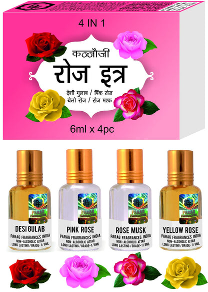 Parag Fragrances Kannauji Attar Set, 100g, Natural Liquid Fragrance, Unisex Adult, 6-in-1 Collection (2)