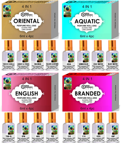 Parag Fragrances Musk Attar 4 in 1 Combo, 6ml Oil Bottles, Unisex Adult, Alcohol-Free Natural Grade 1, Modern - ingredients p