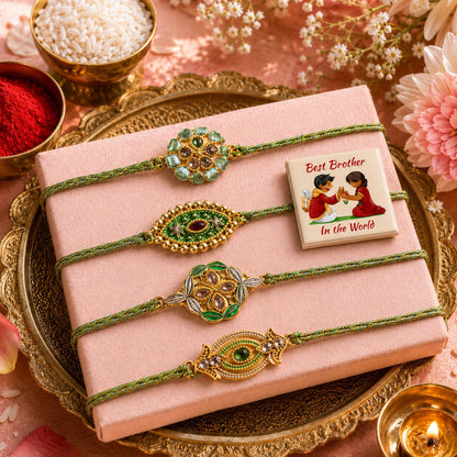 Parag Rakhi Designer Rakhi Set for Brother and Bhabhi, 0g, Bracelets - packaging