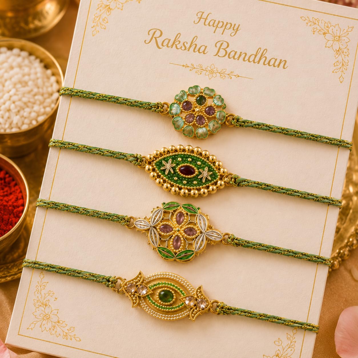 Parag Rakhi Designer Rakhi Set for Brother and Bhabhi, 0g, Bracelets - label detail