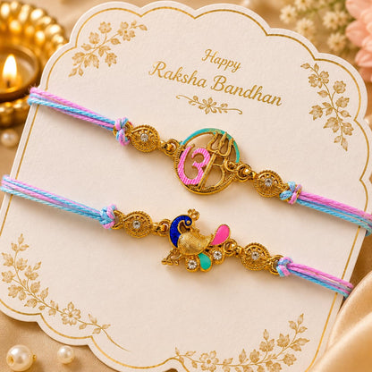Parag Rakhi Rakhi Combo Beads Rakhi Combo Beads with Roli & Chawal Rakhi Bracelets for Girls, Boys and Couples, Set of, with 