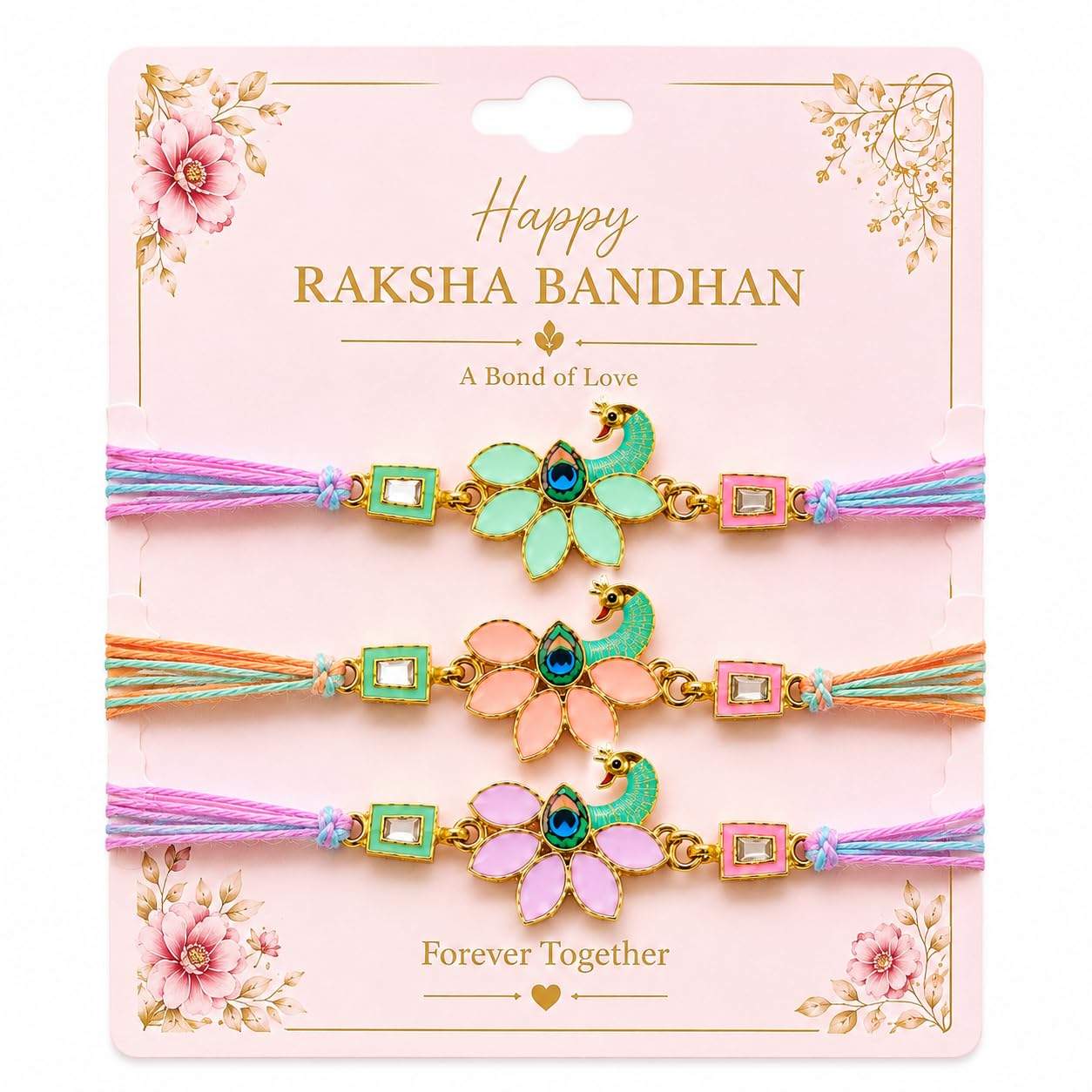 Parag Rakhi Rakhi Combo Beads with Roli & Chawal Rakhi Bracelets for Girls, Boys and Couples, Set of, with Roli & Chawal (3 N
