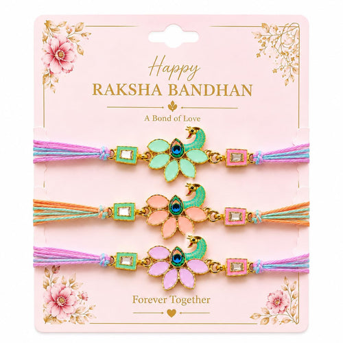 Parag Rakhi Rakhi Combo Beads with Roli & Chawal Rakhi Bracelets for Girls, Boys and Couples, Set of, with Roli & Chawal (3 N