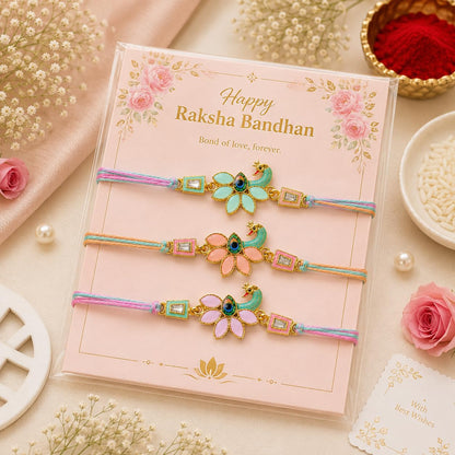 Parag Rakhi Rakhi Combo Beads with Roli & Chawal Rakhi Bracelets for Girls, Boys and Couples, Set of, with Roli & Chawal (3 N
