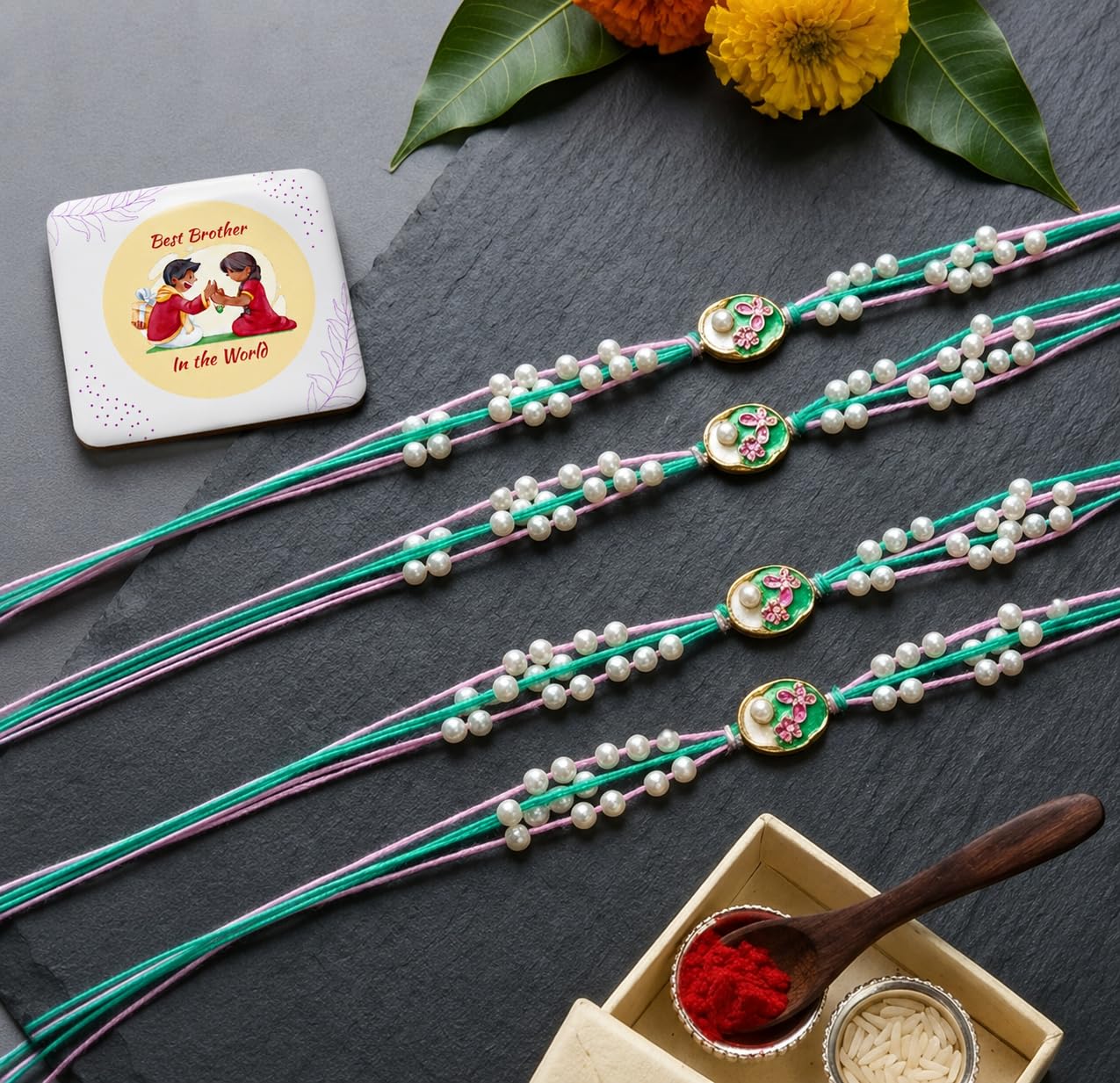 Parag Rakhi Raksha Bandhan Gift Combo for Brother, Rakhi with Fridge Magnet, Roli Chawal and Card