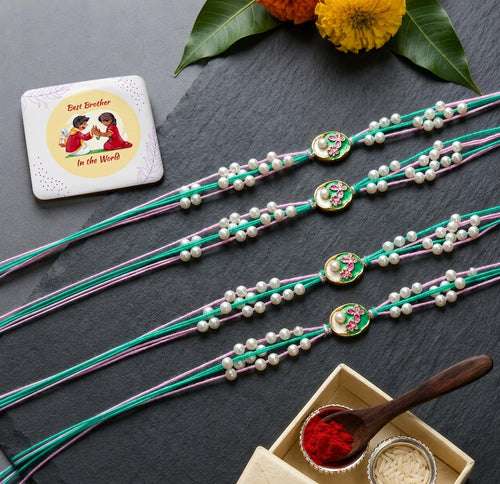 Parag Rakhi Raksha Bandhan Gift Combo for Brother, Rakhi with Fridge Magnet, Roli Chawal and Card