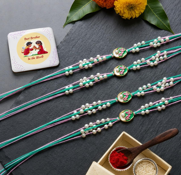 Parag Rakhi Raksha Bandhan Gift Combo for Brother, Rakhi with Fridge Magnet, Roli Chawal and Card