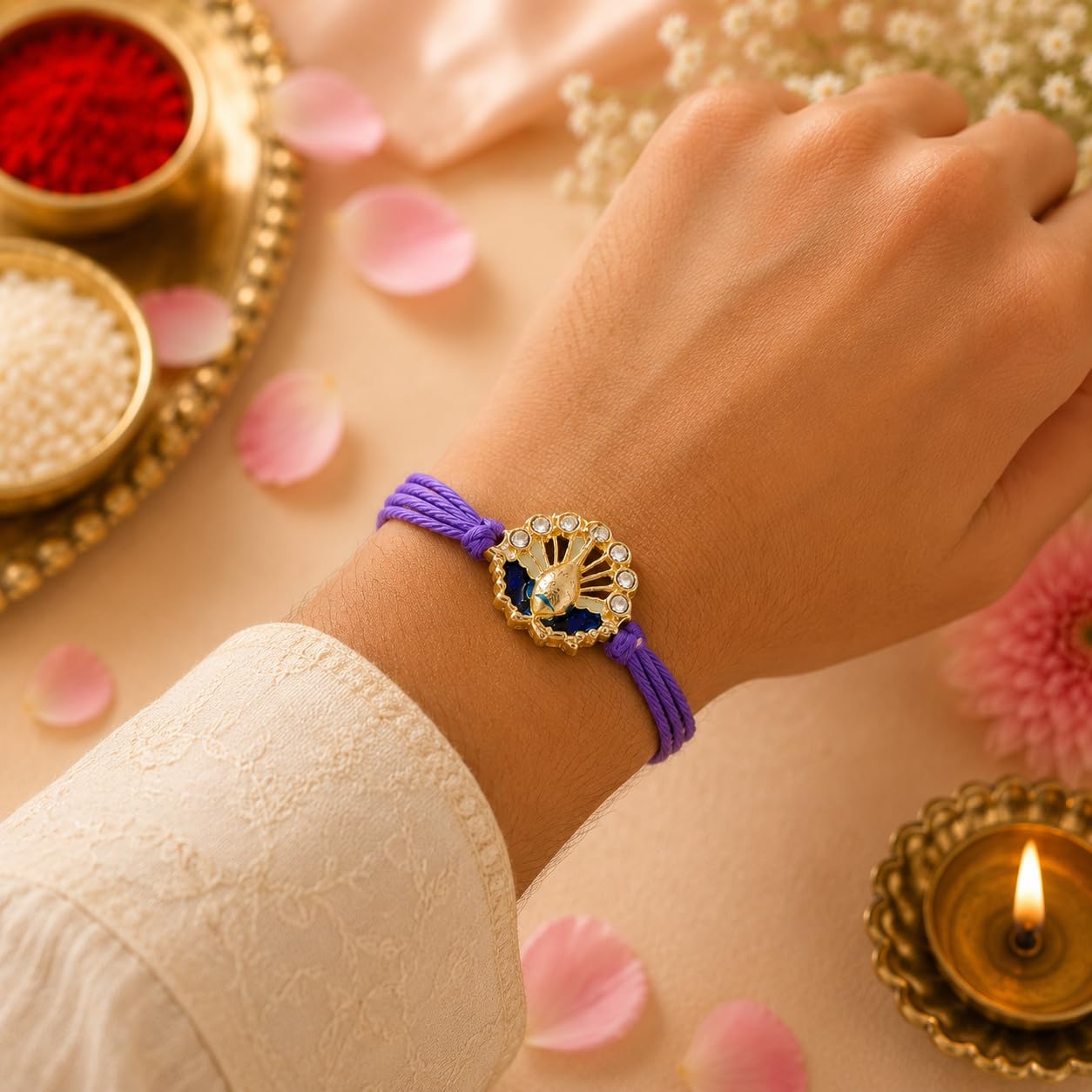 Parag Rakhi Raksha Bandhan Gift Combo for Brother, Rakhi with Fridge Magnet, Roli Chawal and Card - ingredients panel