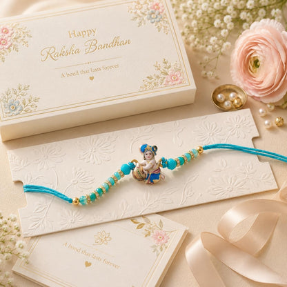 Parag Rakhi Raksha Bandhan Gift Combo for Brother, Rakhi with Fridge Magnet, Roli Chawal and Card - close-up detail (17)