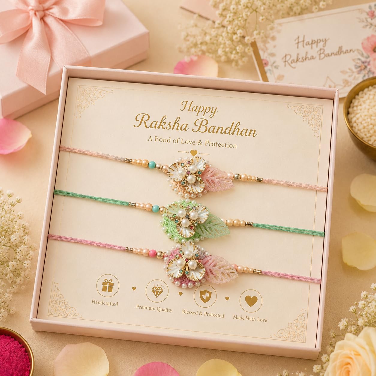 Parag Rakhi Raksha Bandhan Gift Combo for Brother, Rakhi with Fridge Magnet, Roli Chawal and Card - ingredients panel (22)