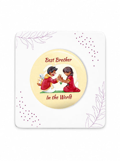 Parag Rakhi Raksha Bandhan Gift Combo for Brother, Rakhi with Fridge Magnet, Roli Chawal and Card - close-up detail (23)