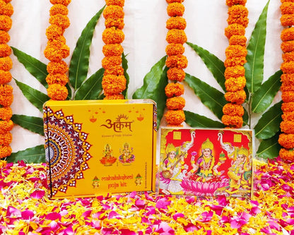 Parashara ARKAM Diwali Lakshmi Puja Kit, 35+ Items, with Puja Vidhi Booklet, Multicolour - front view