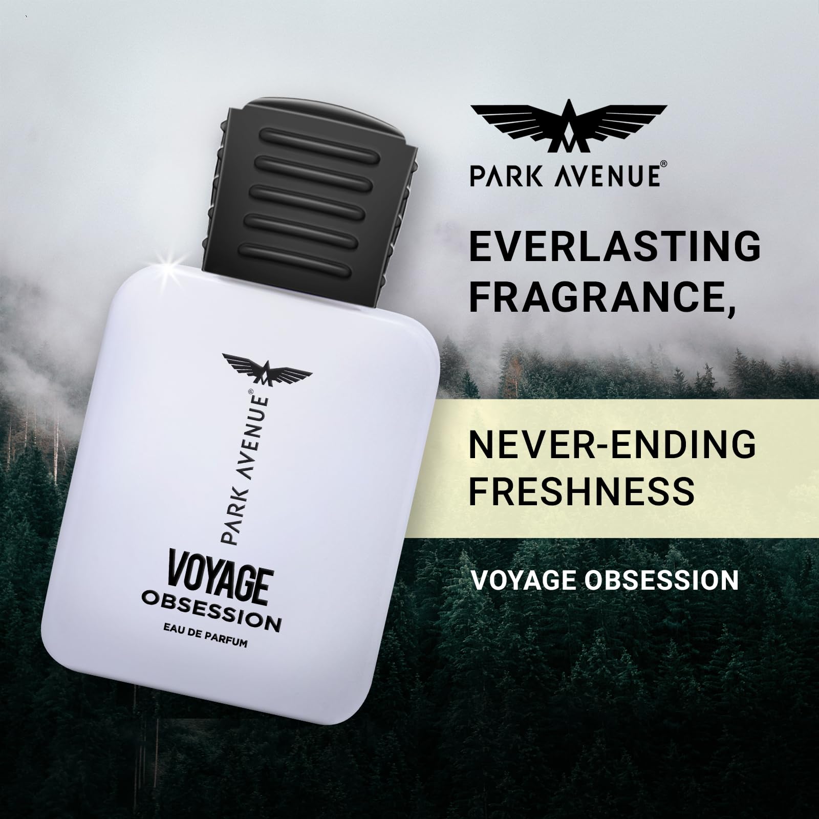 Park Avenue Voyage Obsession Eau de Parfum for Men, 50ml, Aromatic Amber & Musk Fragrance - front view