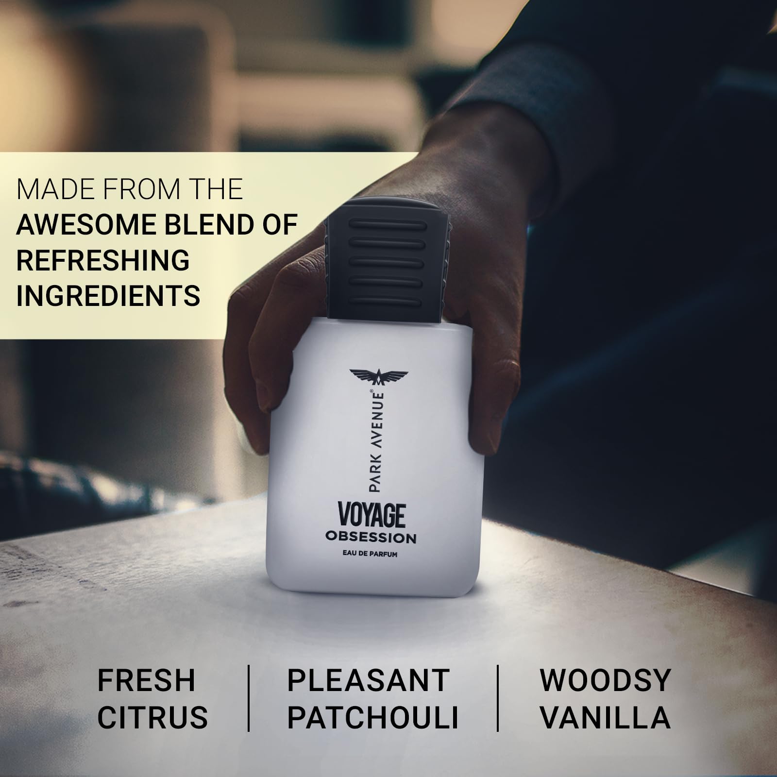 Park Avenue Voyage Obsession Eau de Parfum for Men, 50ml, Aromatic Amber & Musk Fragrance - back view