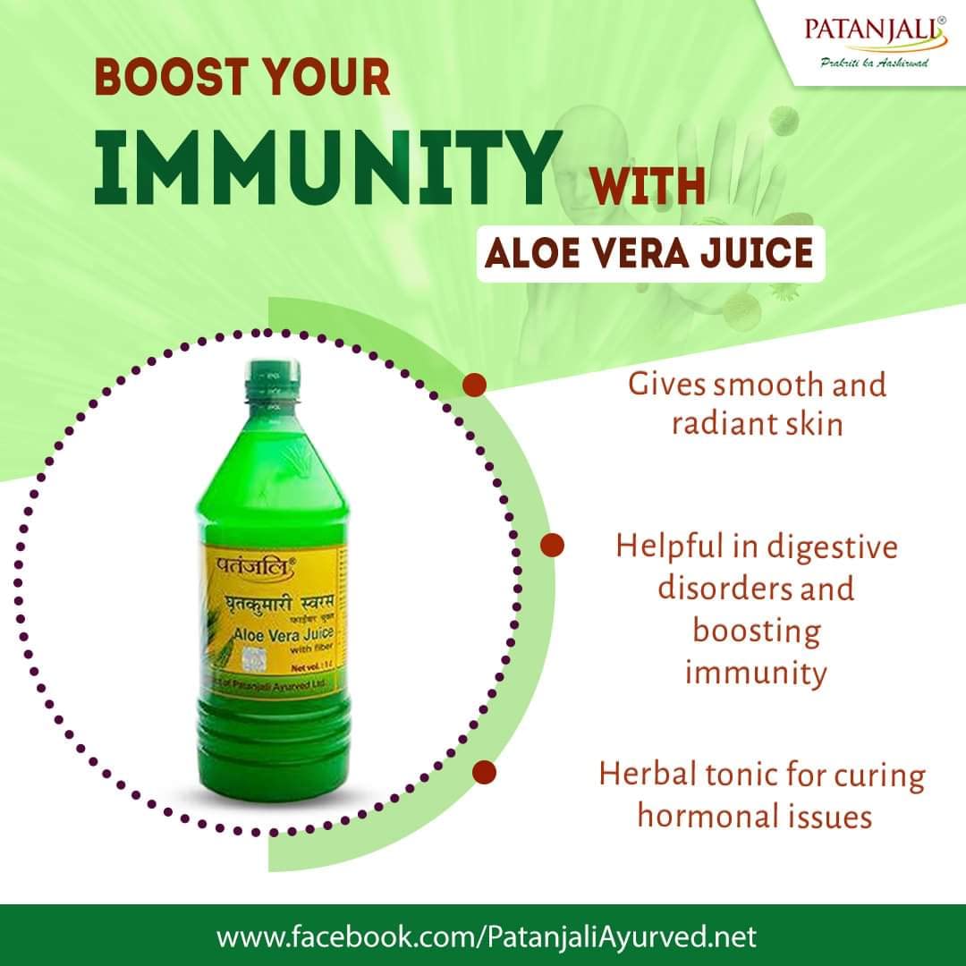 Patanjali Aloe Vera Juice Drink, 1 L Bottle, with Sorbitol and Citric Acid - front view
