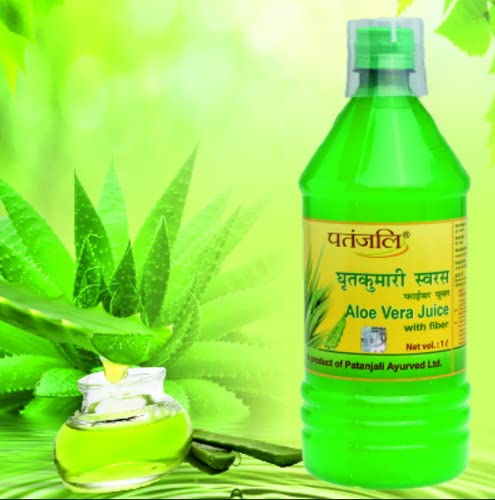 Patanjali Aloe Vera Juice Drink, 1 L Bottle, with Sorbitol and Citric Acid - packaging