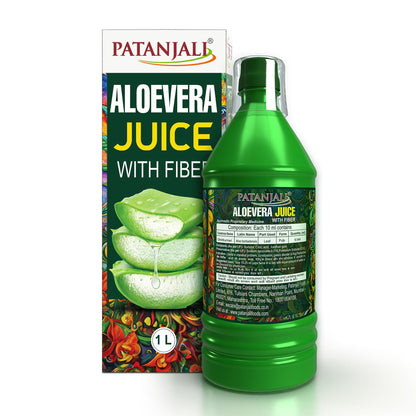 Patanjali Aloe Vera Juice with Fiber, 1L, Herbal Supplement Drink - ingredients panel