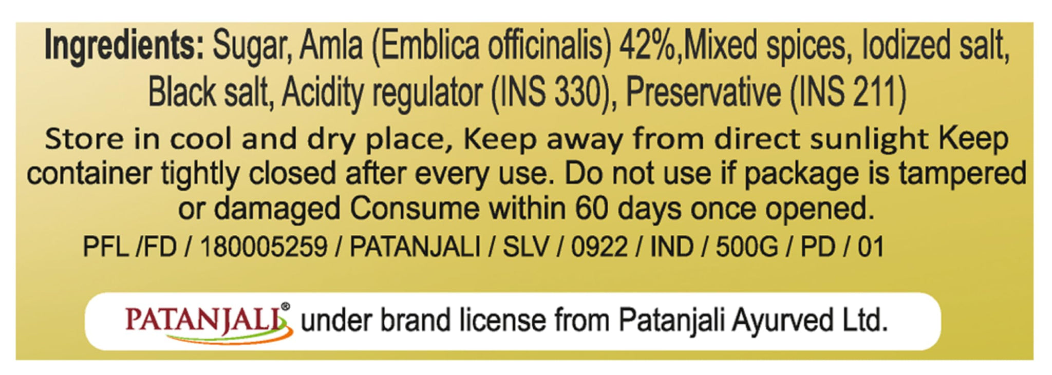 Patanjali Amla Chatpata Candy, 500g, Tangy Indian Gooseberry Sugar Candy - packaging