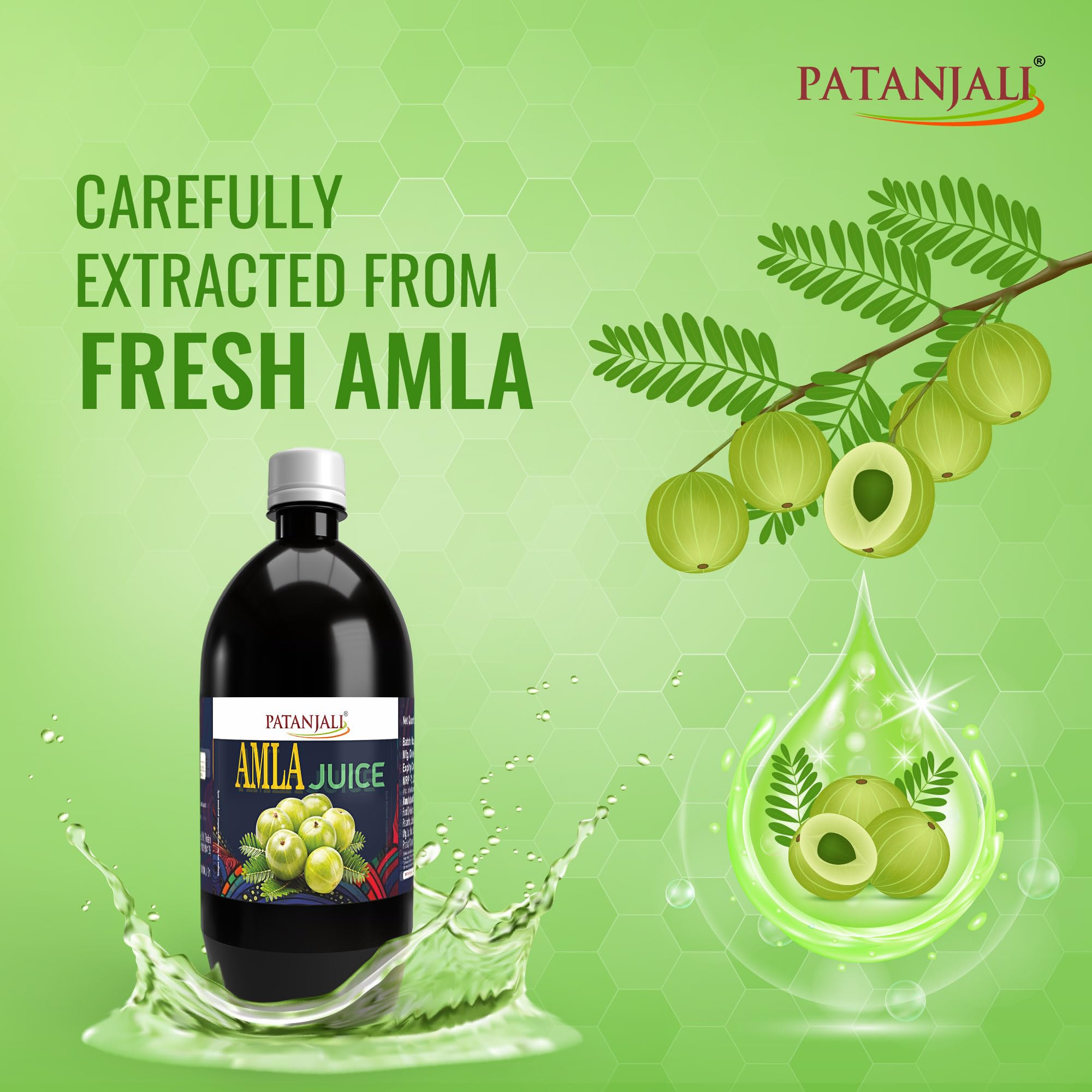 Patanjali Amla Juice, Indian Gooseberry Drink, 500ml, Ayurvedic Juice - back view