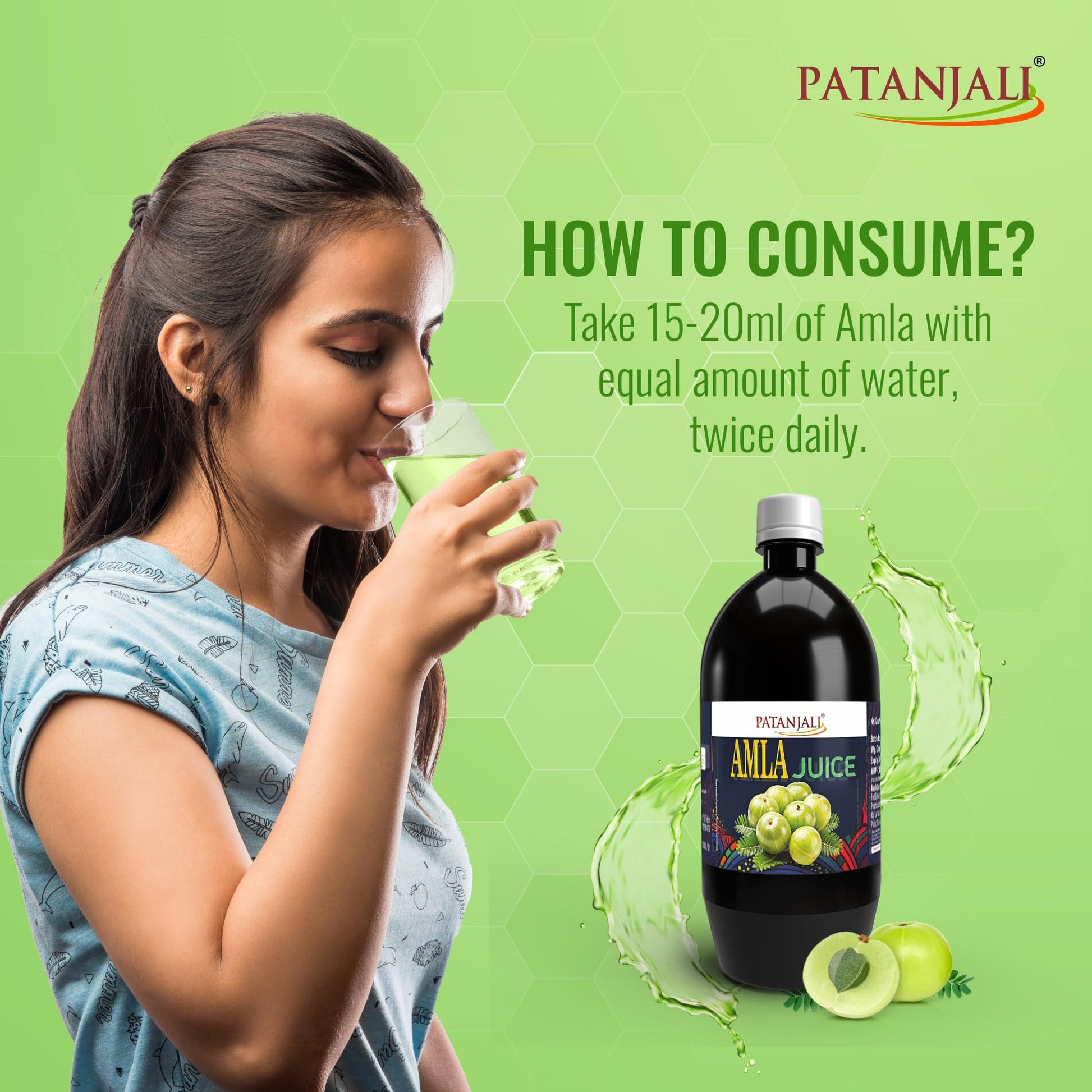 Patanjali Amla Juice, Indian Gooseberry Drink, 500ml, Ayurvedic Juice - packaging