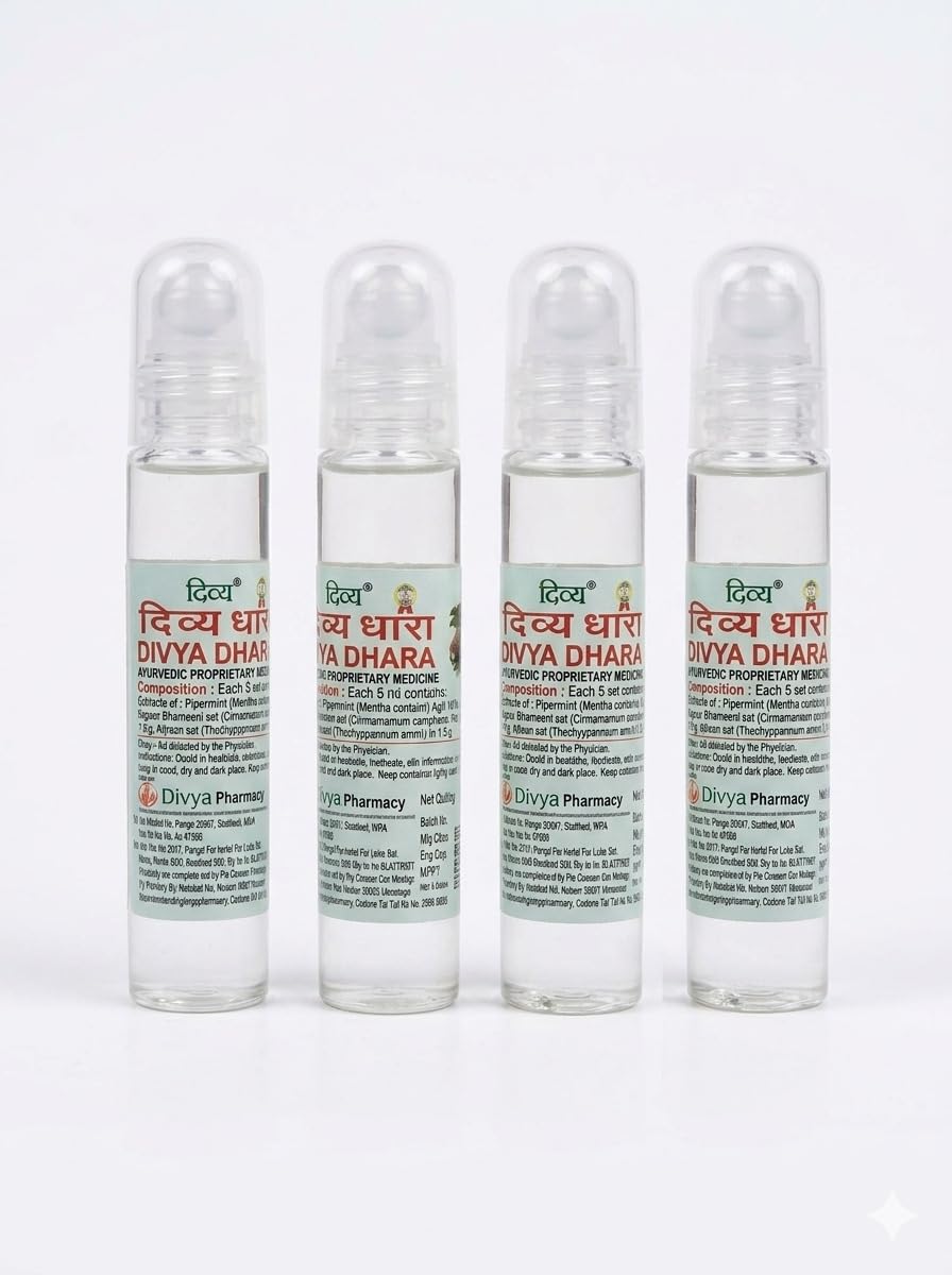 Patanjali Divya Dhara Roll-On Oil, 4 x 10 ml Bottles, Compact Personal Care