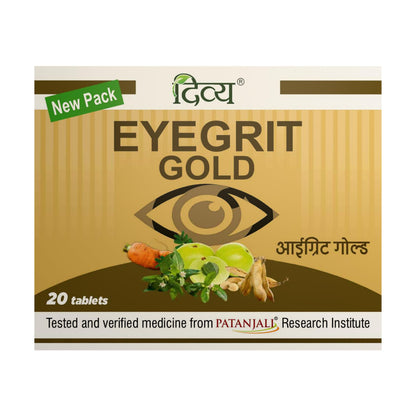 Patanjali Divya Eyegrit Gold 20 Tablets, Ayurvedic Herbal Supplement, 20 Count
