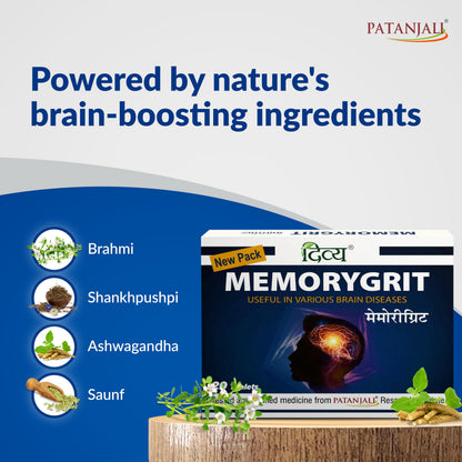 Patanjali Divya Memorygrit 20 Tablets, Herbal Supplement - front view