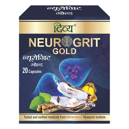 Patanjali Divya Neurogrit Gold Capsules, 20 Count, Ayurvedic Herbal Supplement