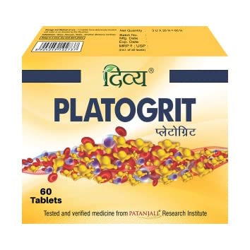 Patanjali Divya Platogrit Tablets, 60 Count, Ayurvedic Herbal Supplement