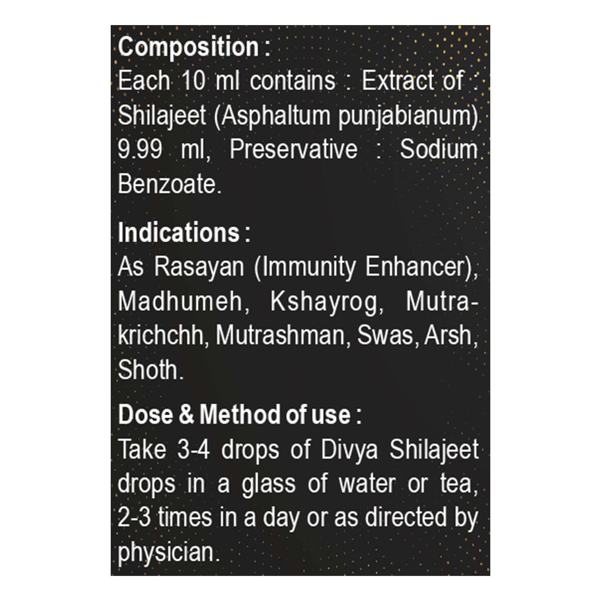 Patanjali Divya Shilajeet Drops, 30 ml, Ayurvedic Herbal Supplement with Shilajit Resin - packaging
