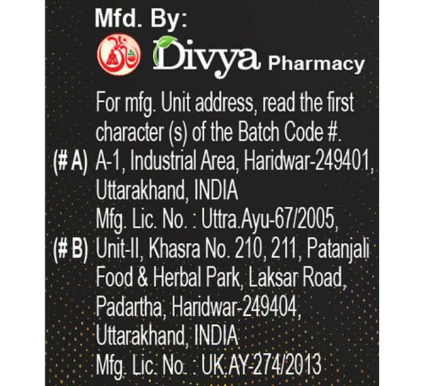 Patanjali Divya Shilajeet Drops, 30 ml, Ayurvedic Herbal Supplement with Shilajit Resin - label detail