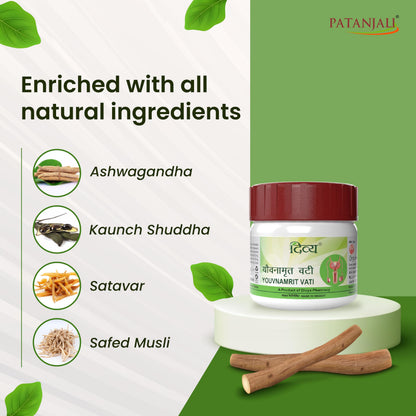 Patanjali Divya Youvanamrit Vati, 40 Tablets, Herbal Supplement - ingredients panel
