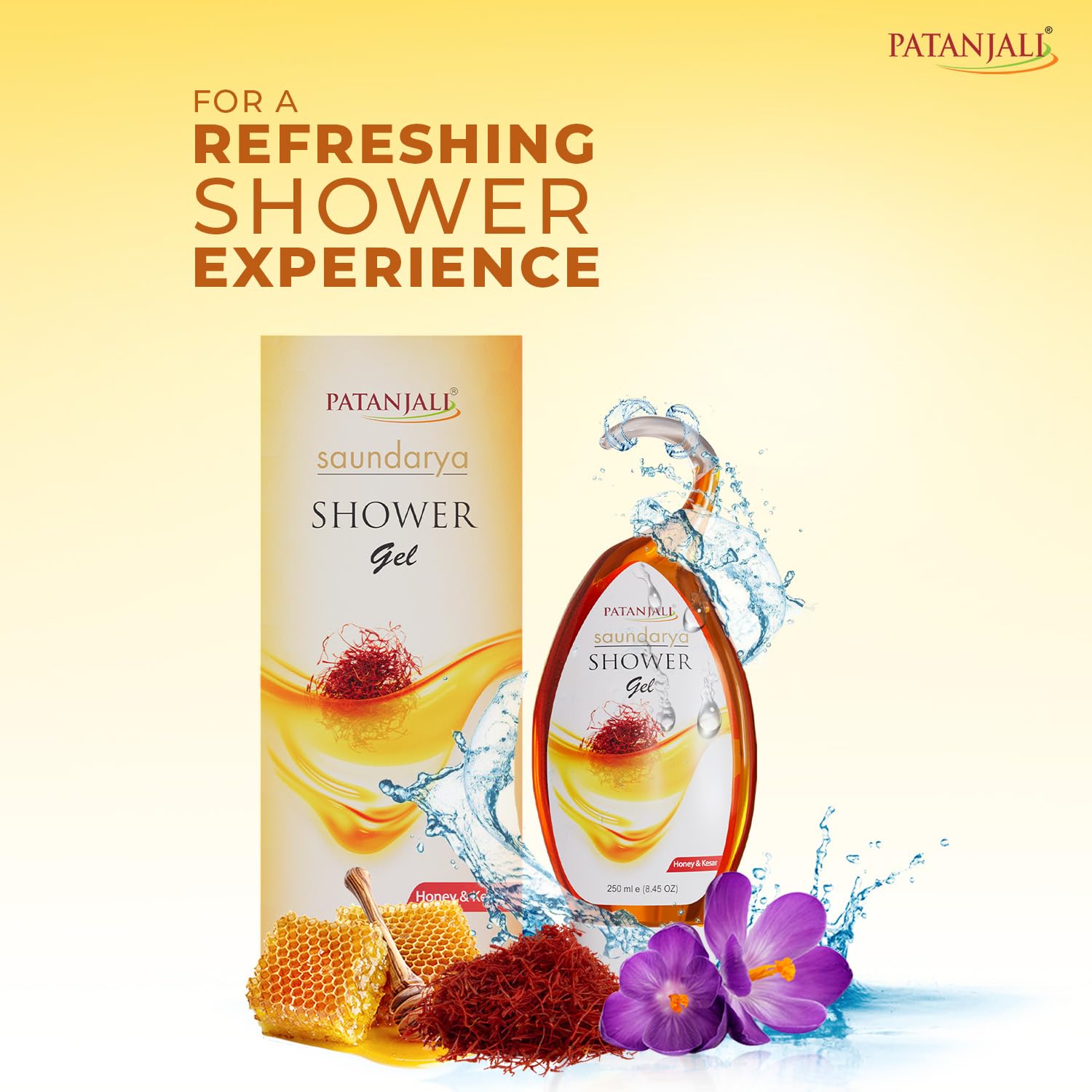 Patanjali Shower Gel 250ml (Pack of 2), Herbal Body Wash with Natural Ingredients for Daily Use - packaging