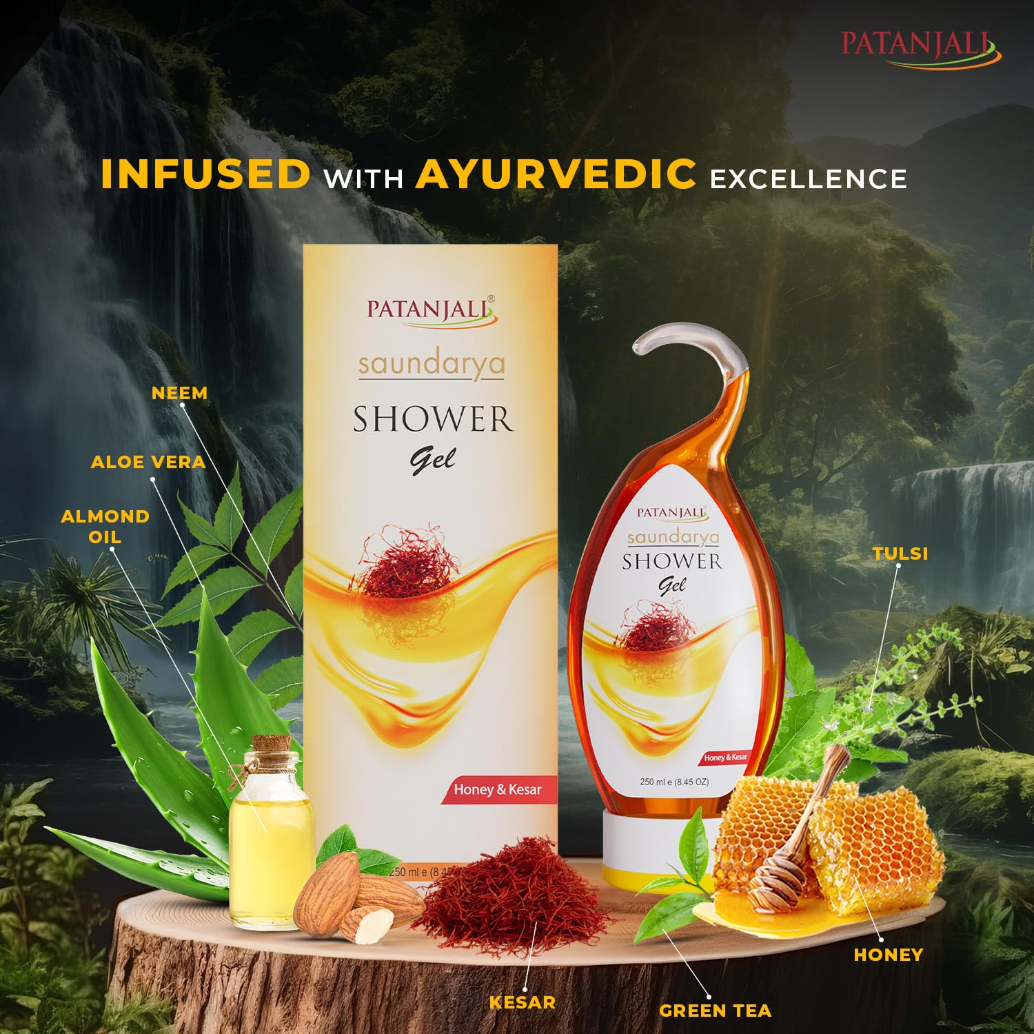 Patanjali Shower Gel 250ml (Pack of 2), Herbal Body Wash with Natural Ingredients for Daily Use - label detail