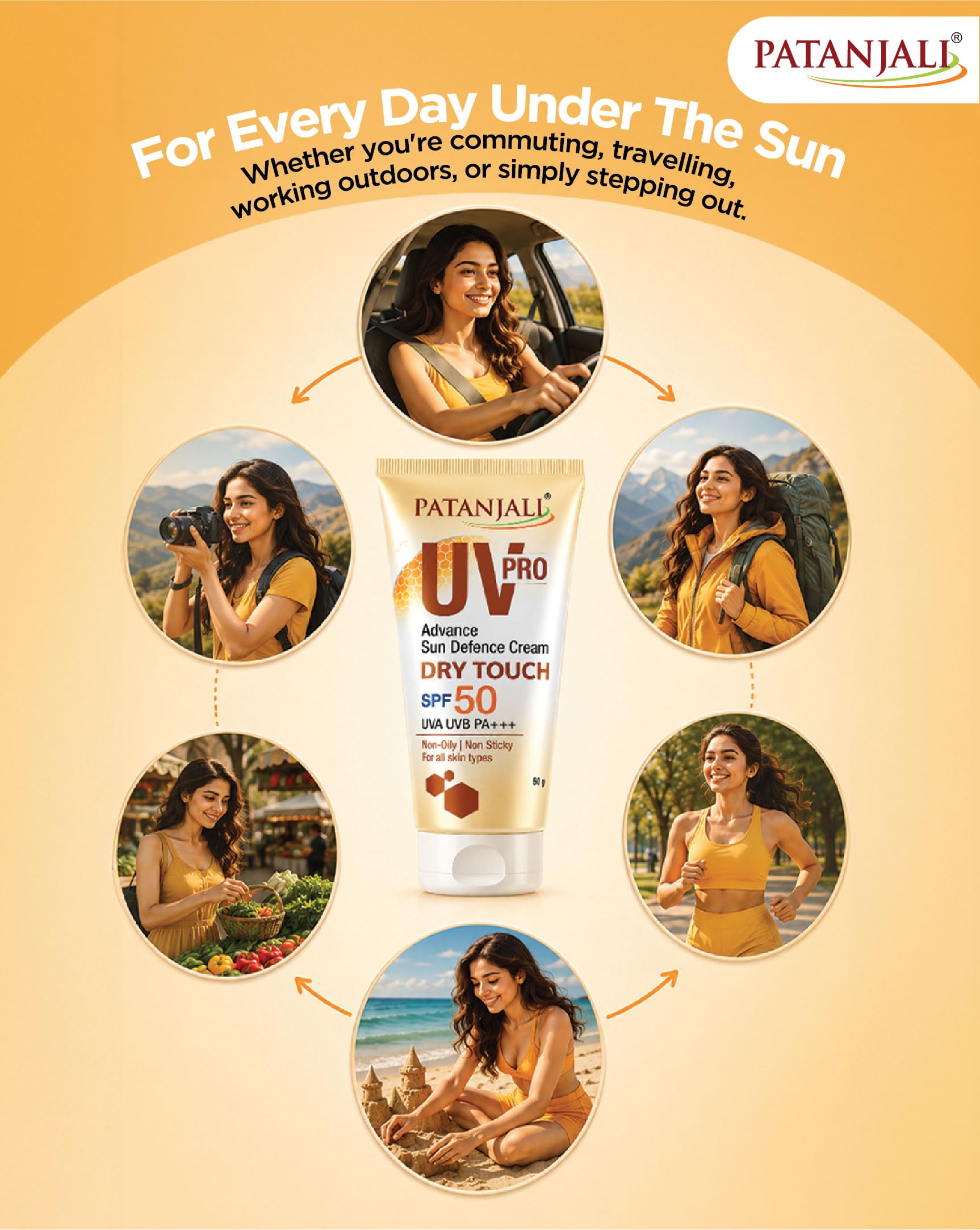 Patanjali UV Pro Advance Sun Defence Cream SPF 50 PA+++, 50g, Non-Oily Sunscreen for All Skin Types - label detail