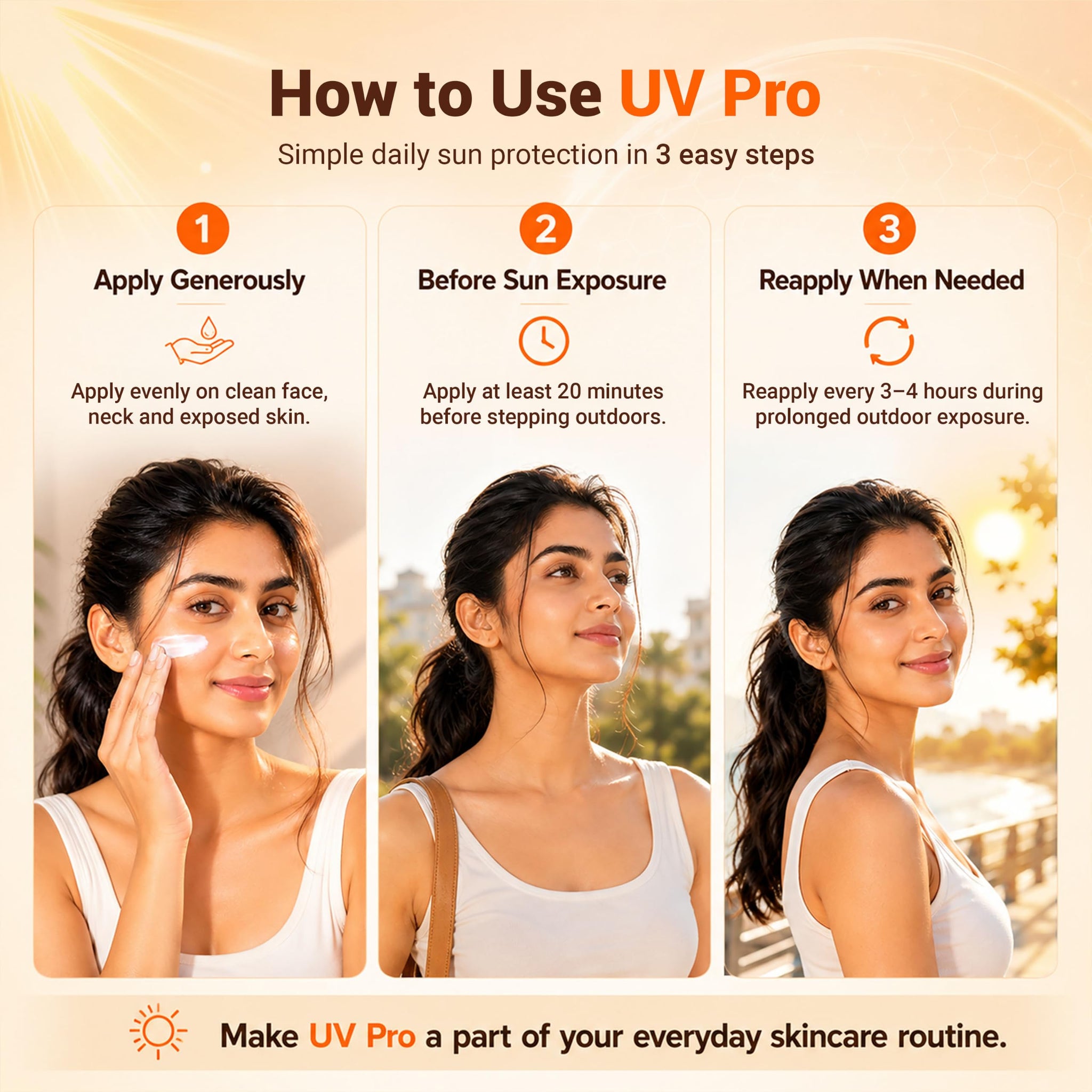 Patanjali UV Pro Advance Sun Defence Cream SPF 50 PA+++, 50g, Non-Oily Sunscreen for All Skin Types - in use
